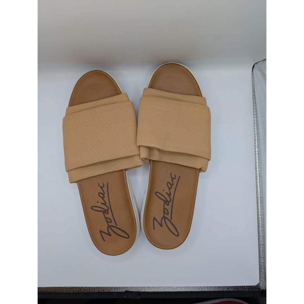 Zodiac Jolie Natural Sand Tan Slide Platform Sandals Size 11 Fabric Stretch